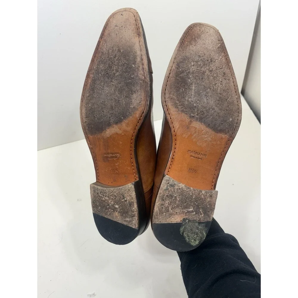 Magnanni Merrion Cognac Brown Leather Derby Dress Shoes Men's Size 11.5